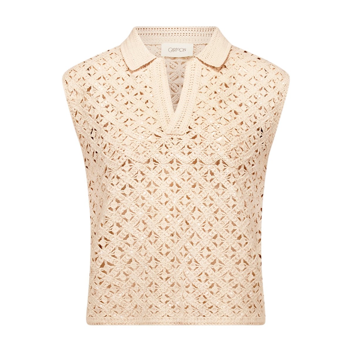 T-Shirt avec structure à encolure en v pearled ivory, CARTOON