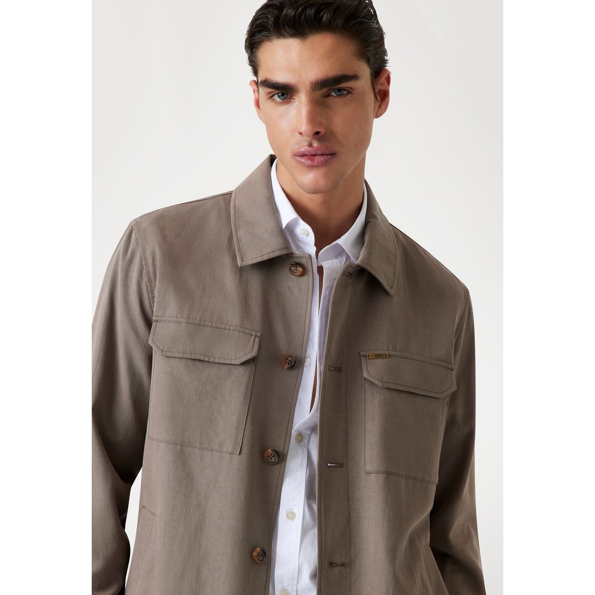 Surchemise Lyocell Mélangé marron claire, GUESS