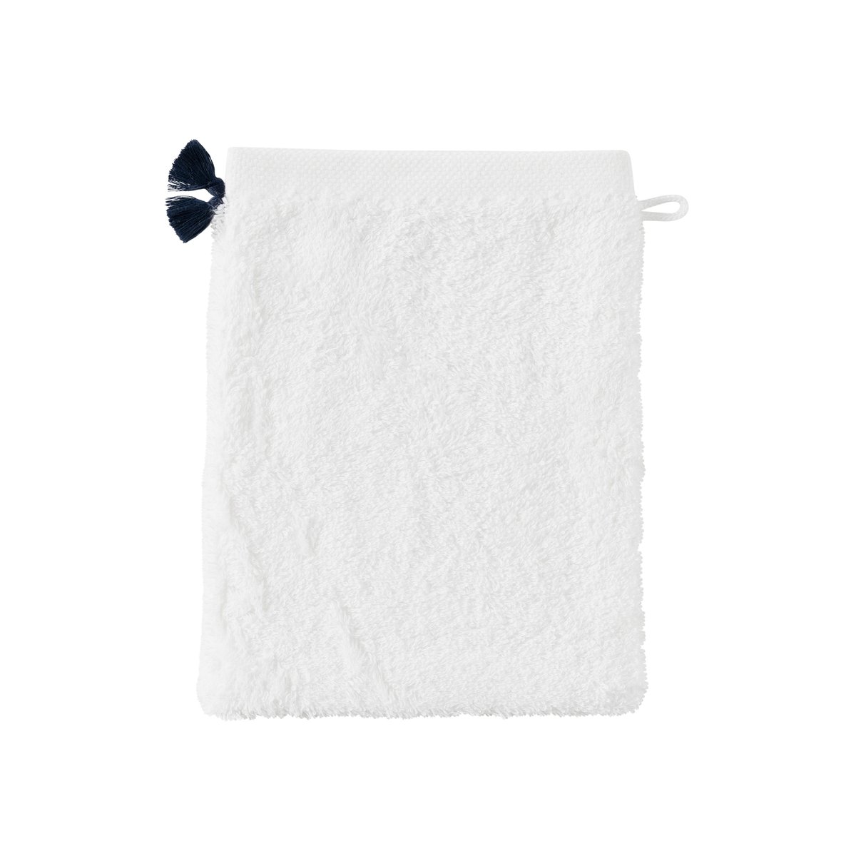 Gant de toilette coton et viscose de bambou DEMILUNE blanc, CARRE BLANC