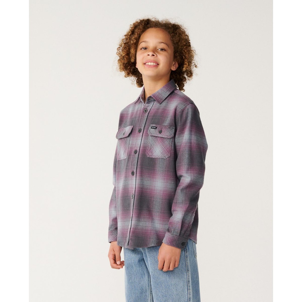 Chemise manches longues en flanelle COUNT charcoal grey, RIP CURL