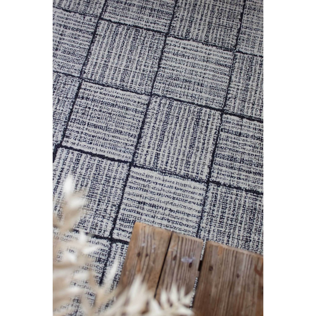 Tapis pure laine tissé main bicolore chic , LASSE gris clair, WECON HOME
