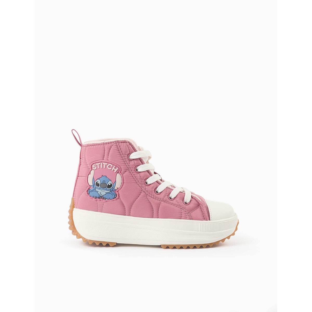 Baskets montantes matelassées avec imprimé Stitch rose foncé, ZIPPY
