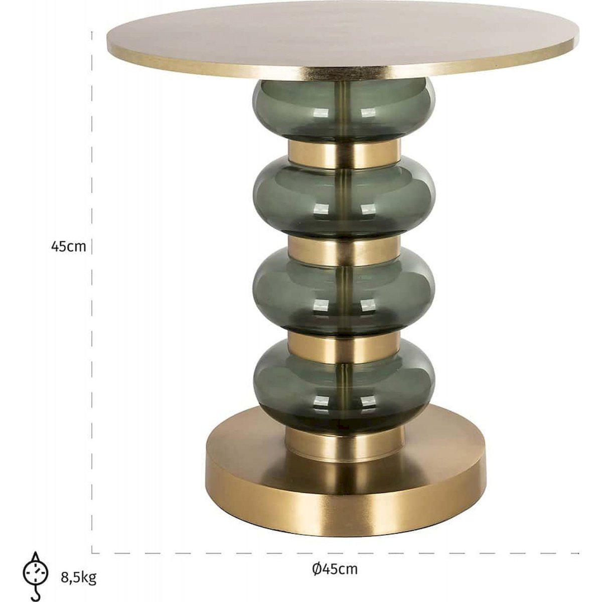 Table d'appoint en verre, URBAN vert foncé et or, RECOLLECTION