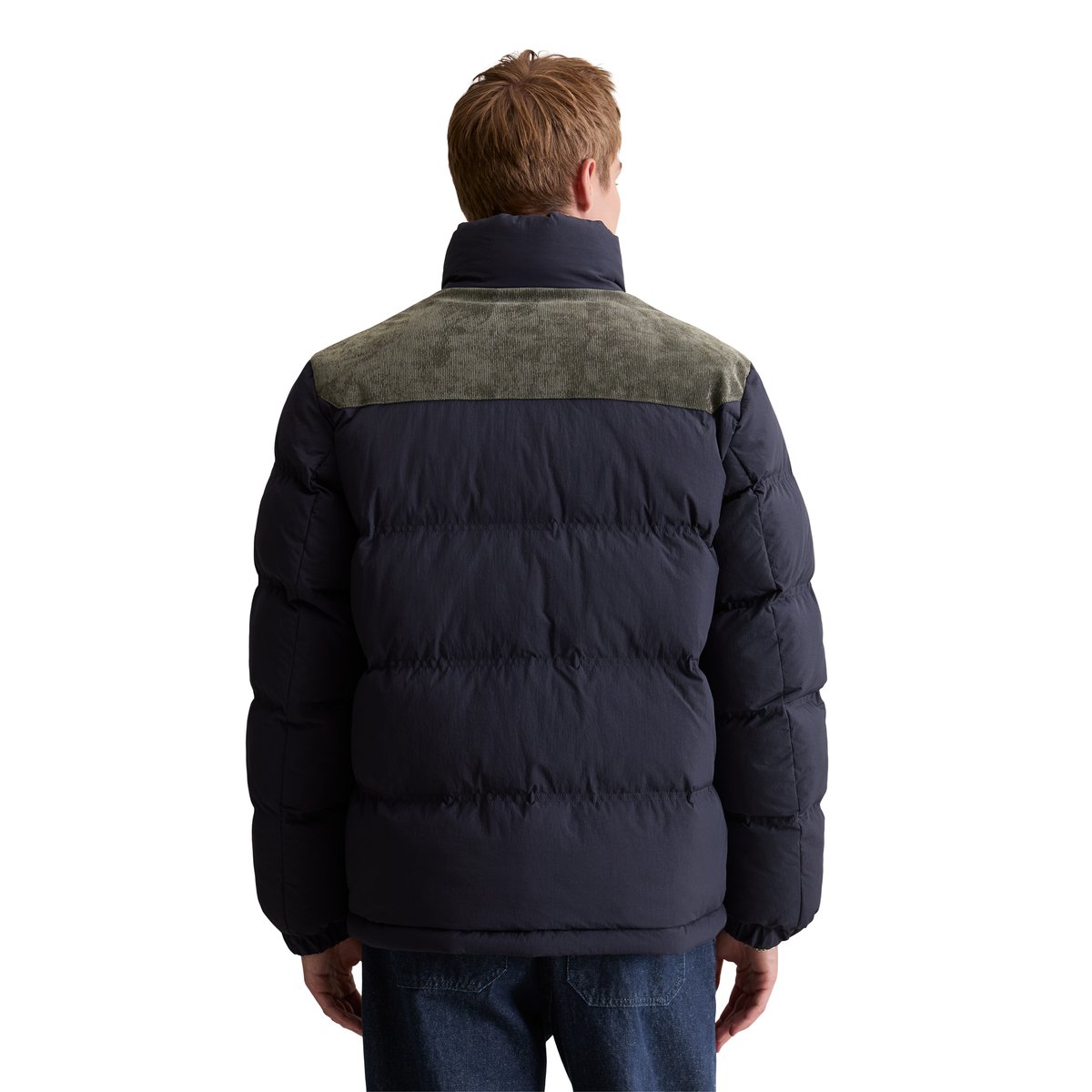 Veste matelassée regular avec empiècements en velours côtelé de couleur contrastée bleu foncé, MARC O’POLO DENIM