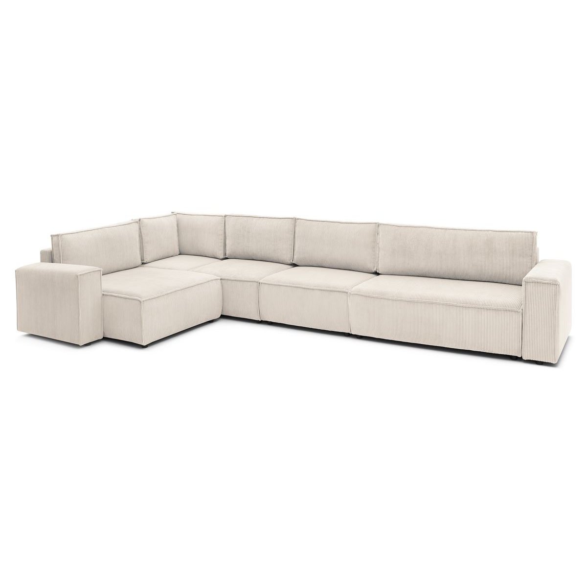 Canapé modulable 6 places en velours côtelé, NIHAD beige, BOBOCHIC