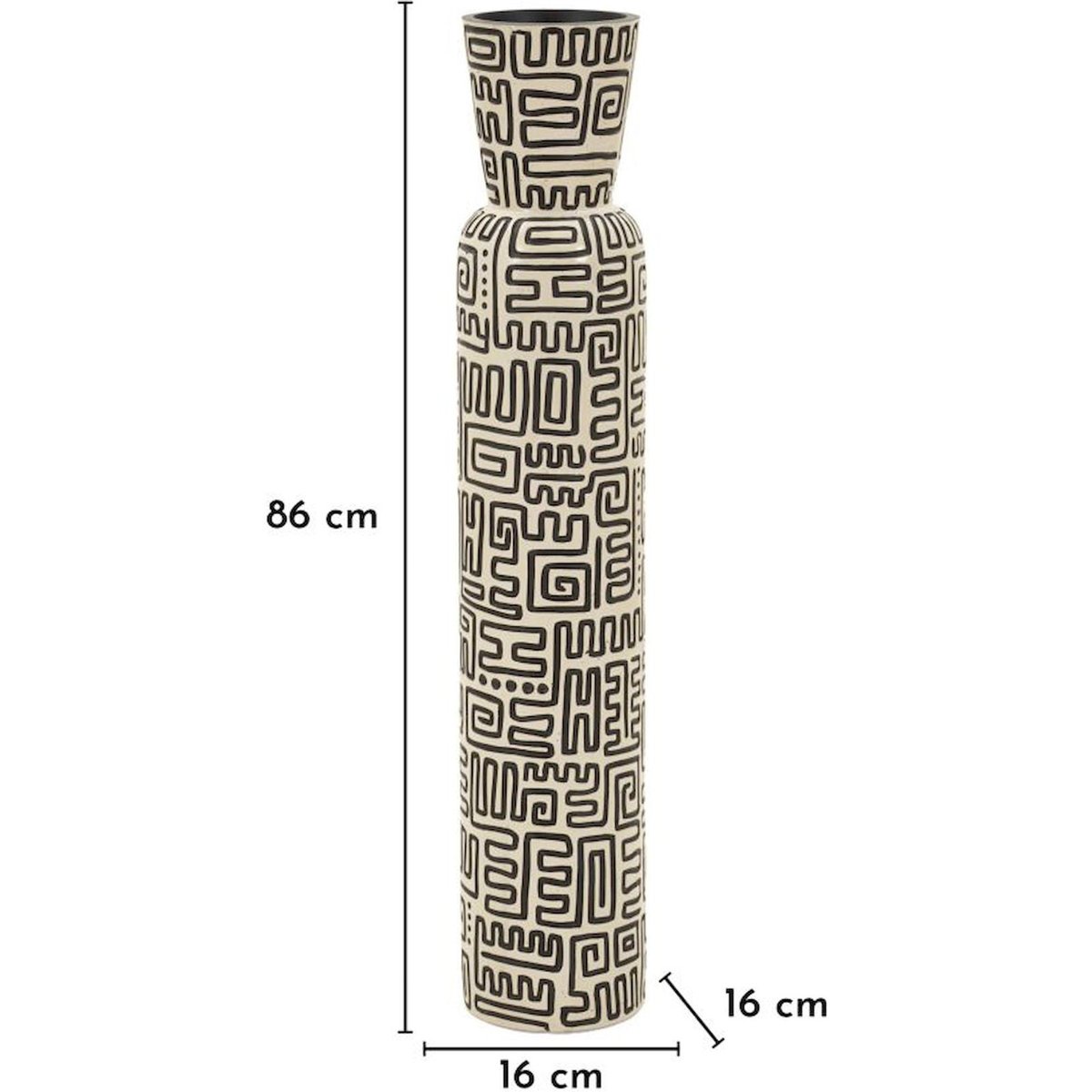 Vase haut motifs graphiques en relief MODERN blanc et noir, RECOLLECTION