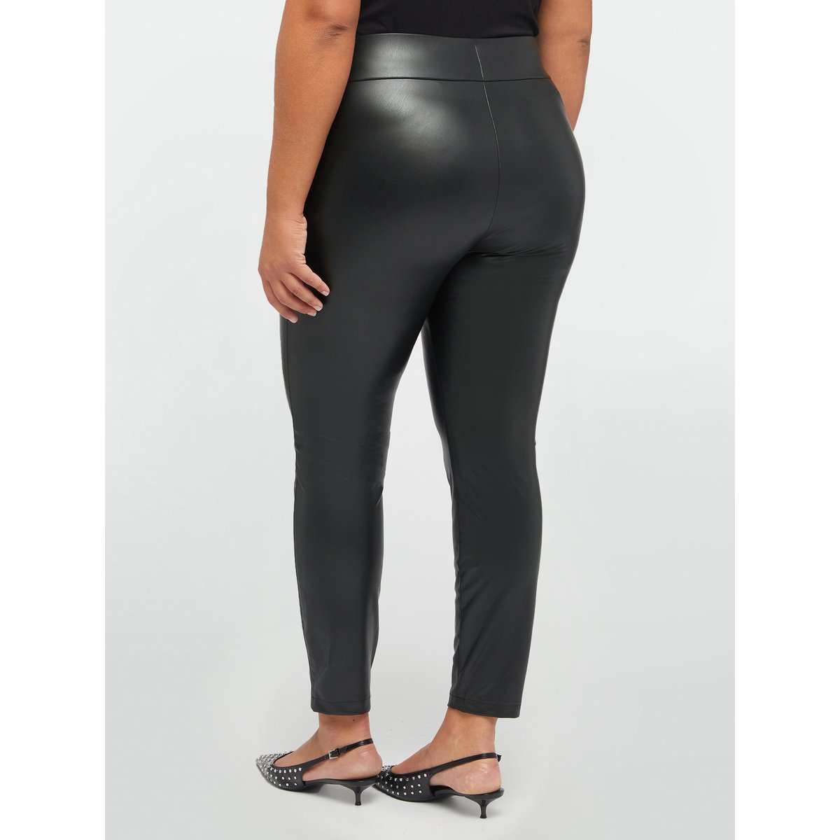 Legging en tissu brillant obtenu à partir de fibres recyclées noir, FIORELLA RUBINO
