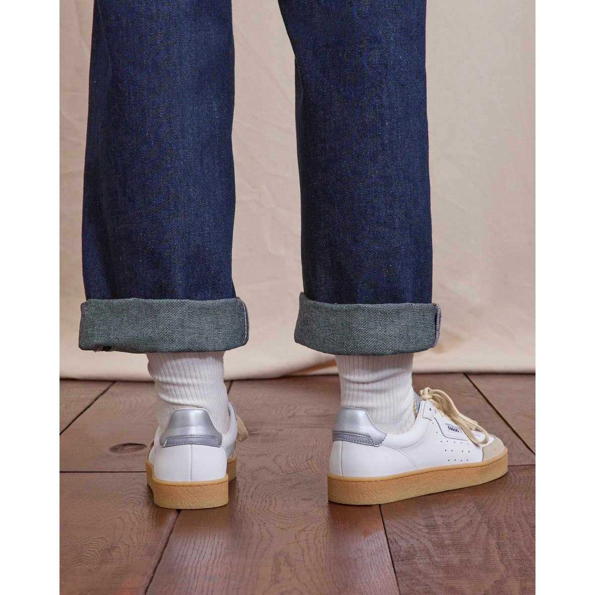 Baskets basses cuir suede LUMBO blanc, FAGUO