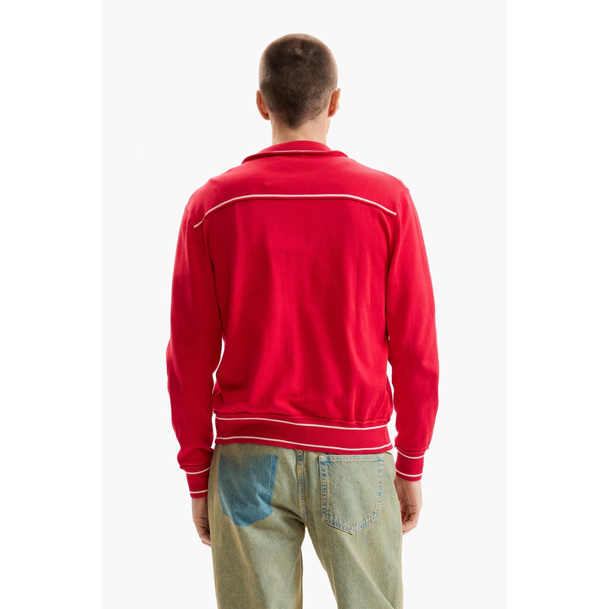 Pull fin à boutons rouge, DESIGUAL
