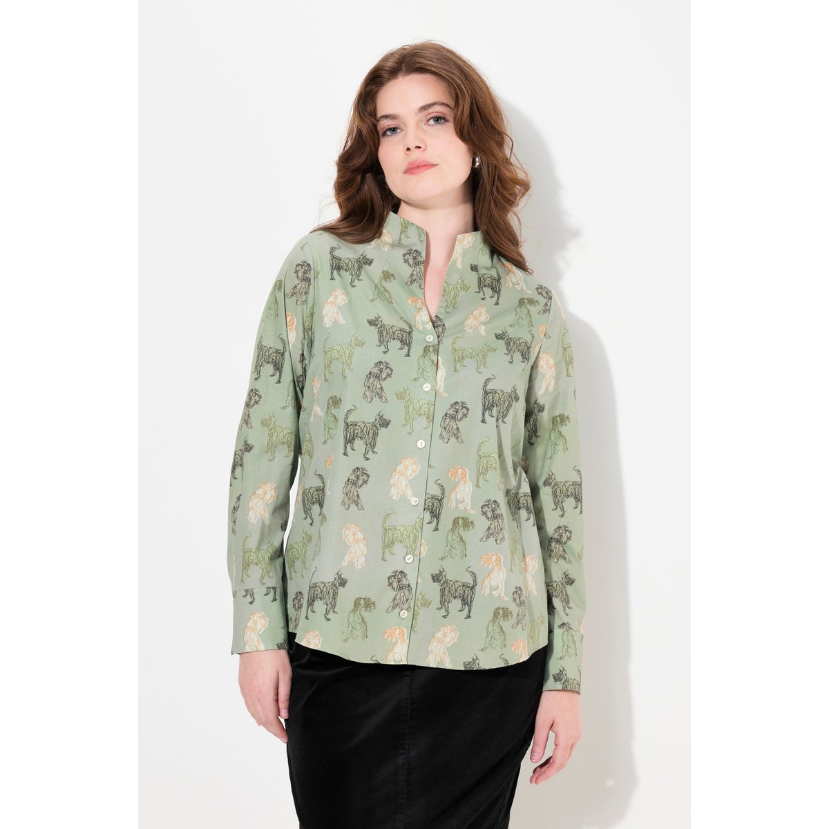 Chemisier motif champêtre olive, ULLA POPKEN