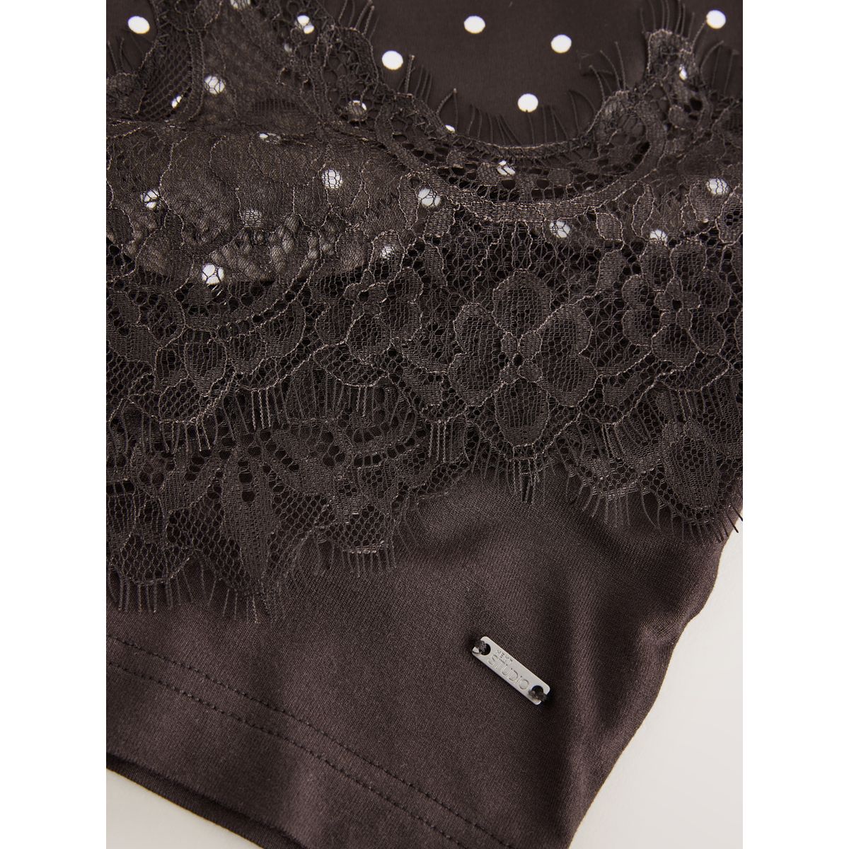 Ensemble pyjama short à détails dentelle tache brun chocolat, NEXT