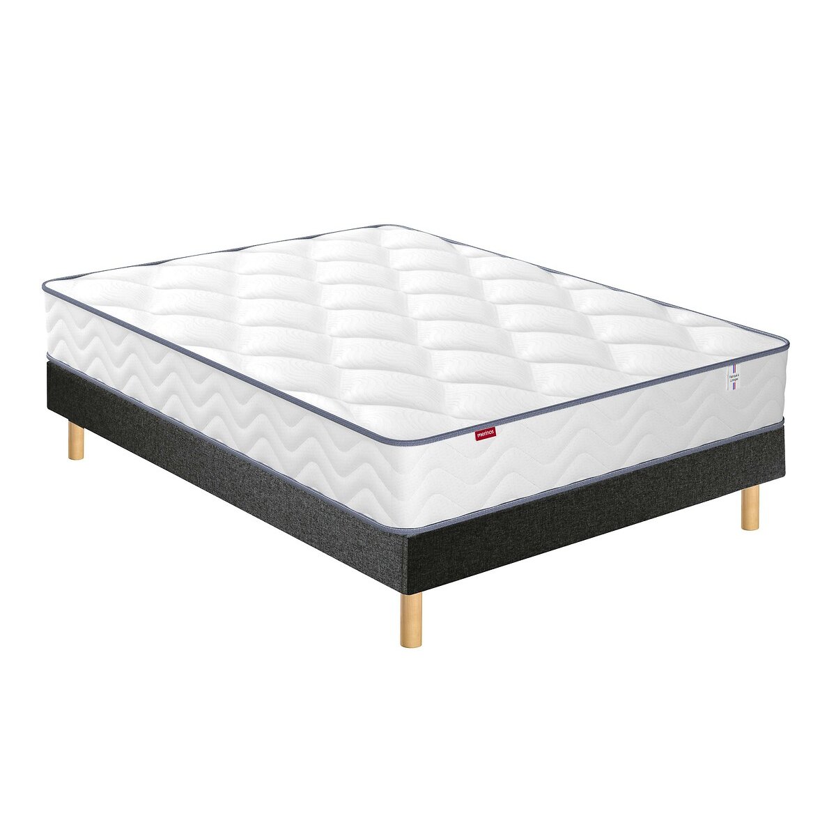 Ensemble matelas roulé et sommier kit, Sweety blanc/gris anthracite, MERINOS