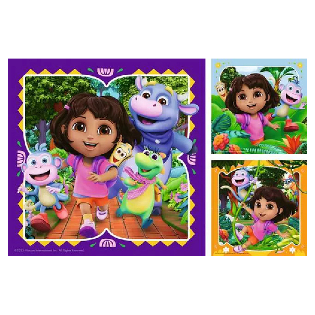 Puzzle 3x49 pieces - Pret pour l'exploration / Dora couleur unique, RAVENSBURGER