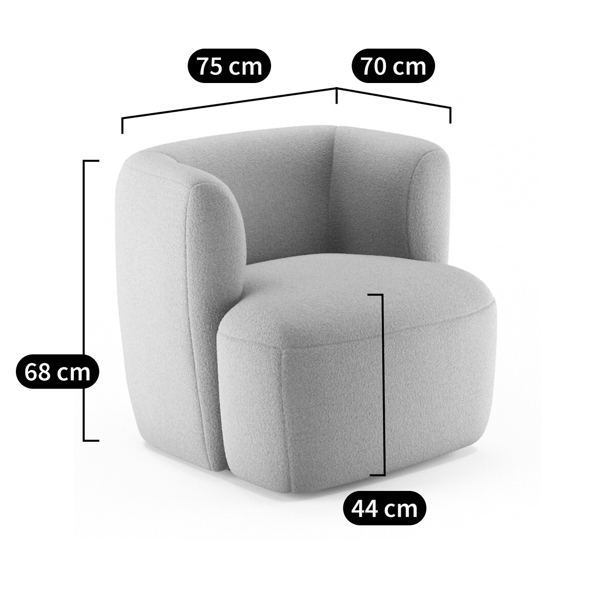Fauteuil boucletteépaisse Nidou ecru, LA REDOUTE INTERIEURS