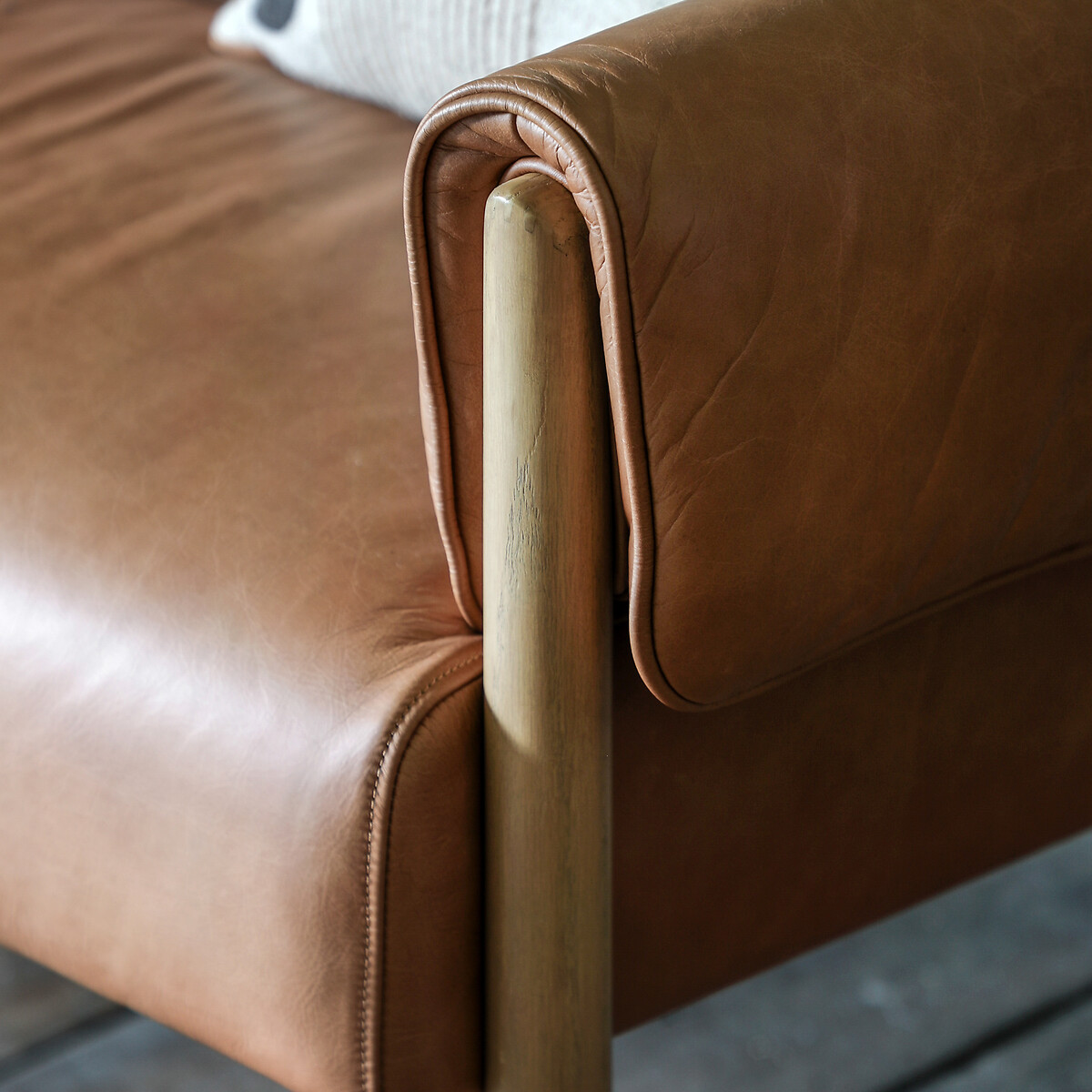 Mangrove Mid-Century Leather 2 Seater Accent Sofa brown              , SO'HOME