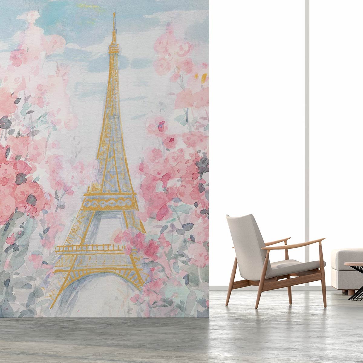 Papier peint tour eiffel en aquarelle intissé, HEXOA