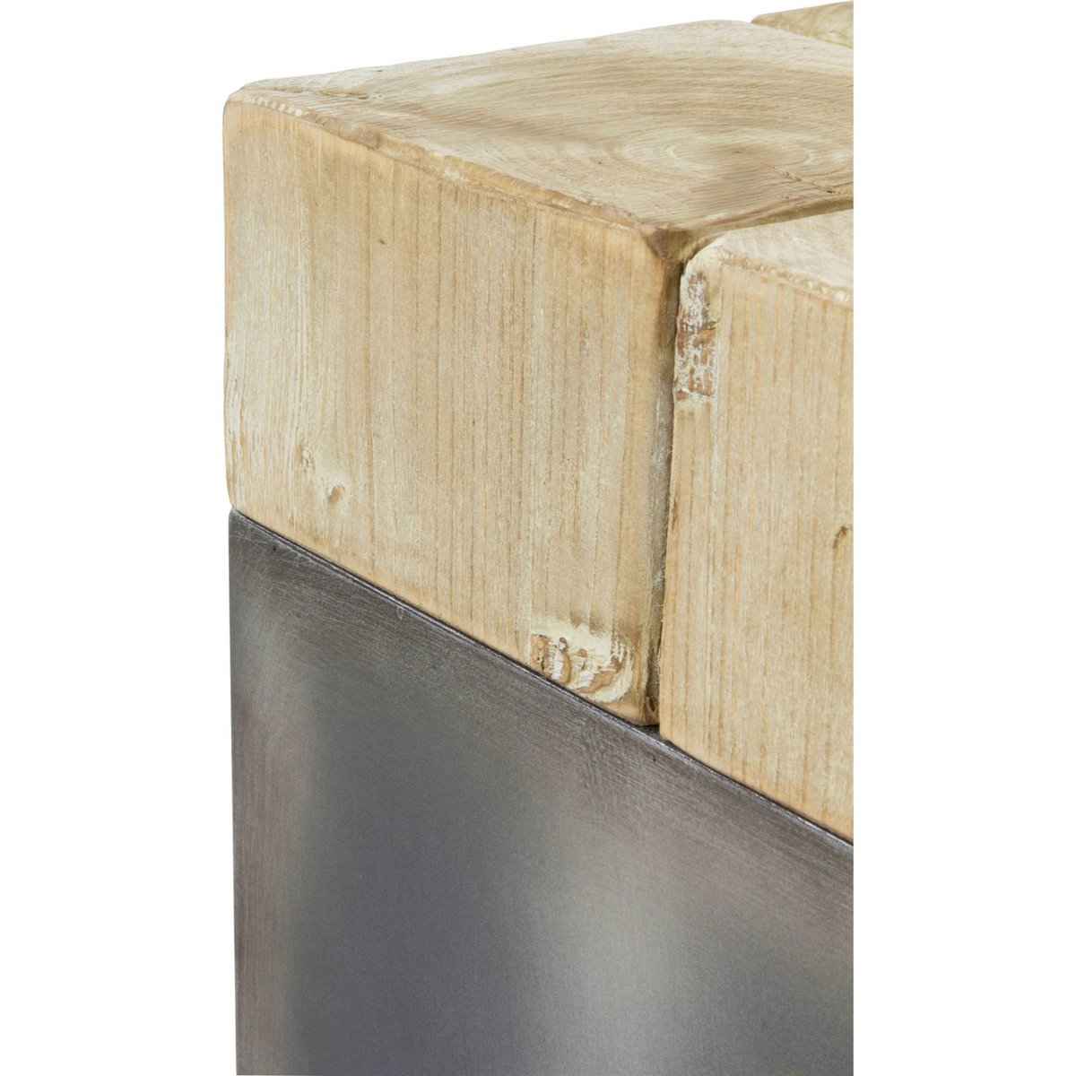 Tabouret carré en épicéa et métal bois naturel et métal gris foncé, RECOLLECTION