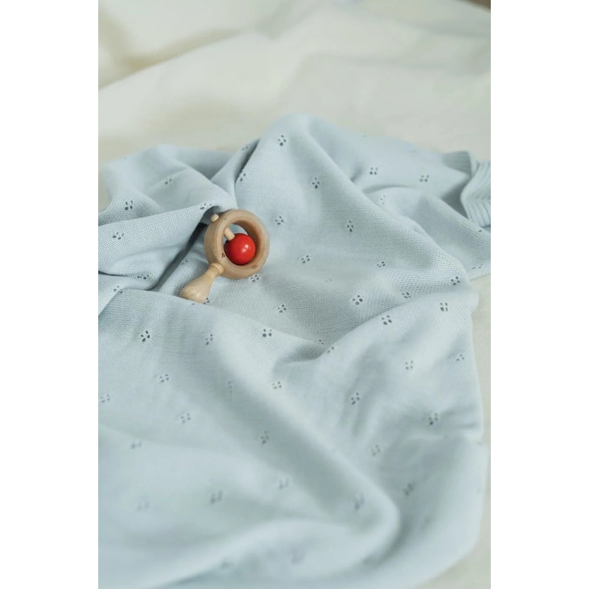 Couverture bébé mailles ajourées vert d'eau, LA MANUFACTURE DE LAYETTE