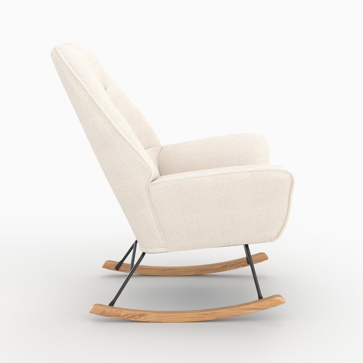 Rocking-chair en tissu bouclé - SHAUN blanc, MAISON PAVANE