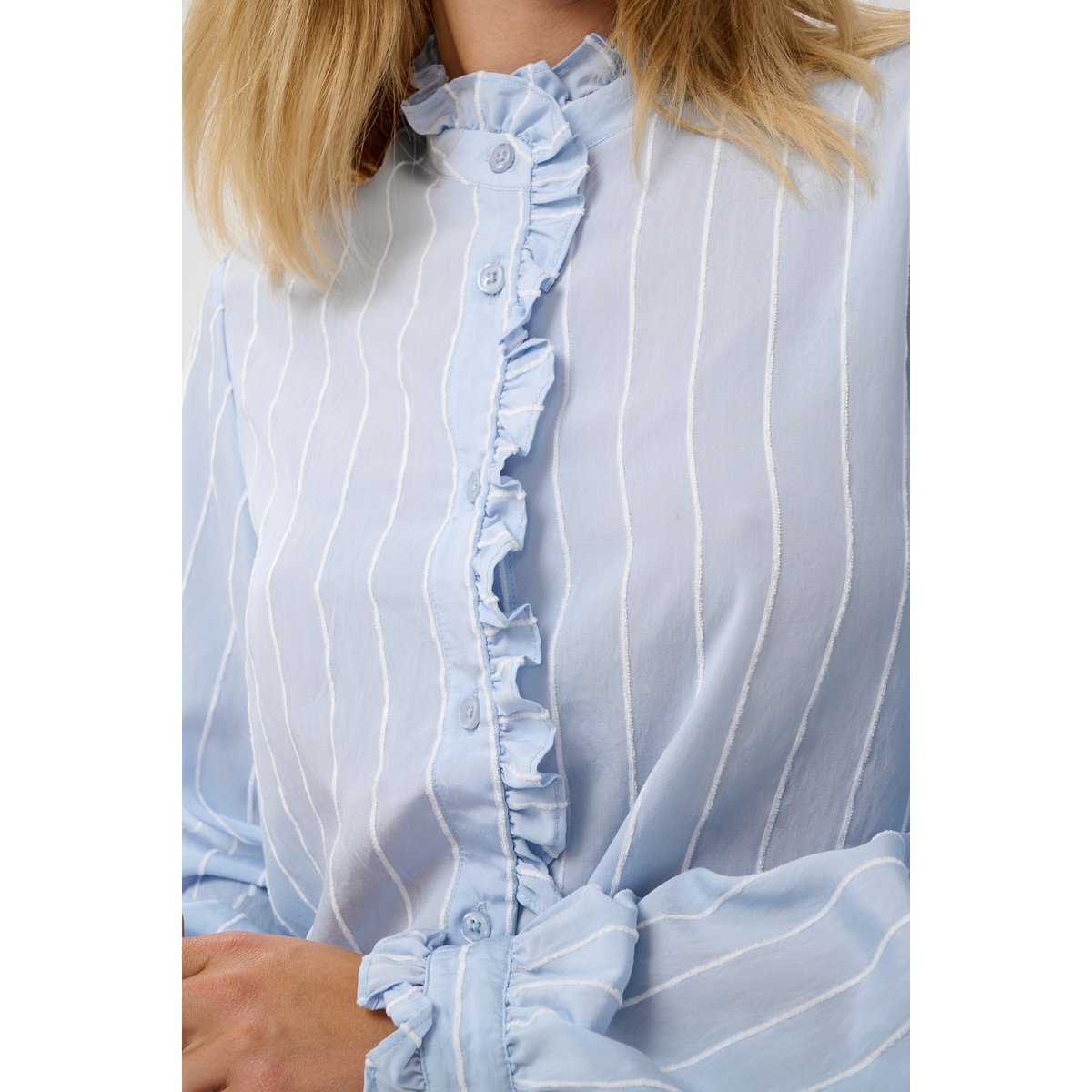 Chemise à manches longues bleu/blanc rayures, CULTURE