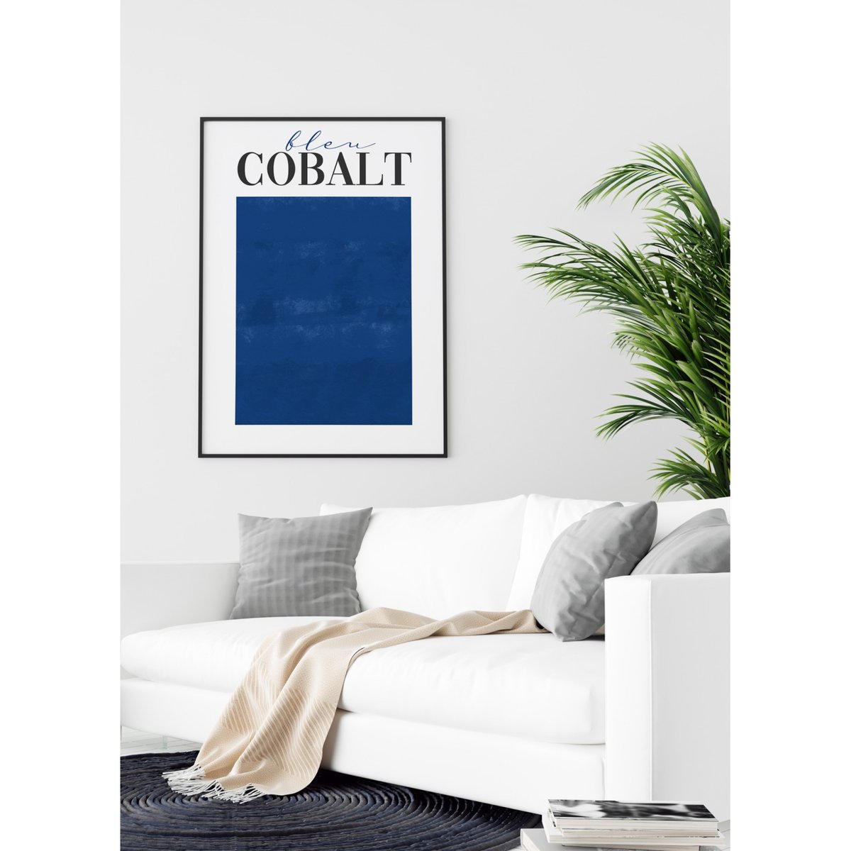 Affiche Bleu Cobalt blanc, L'AFFICHERIE
