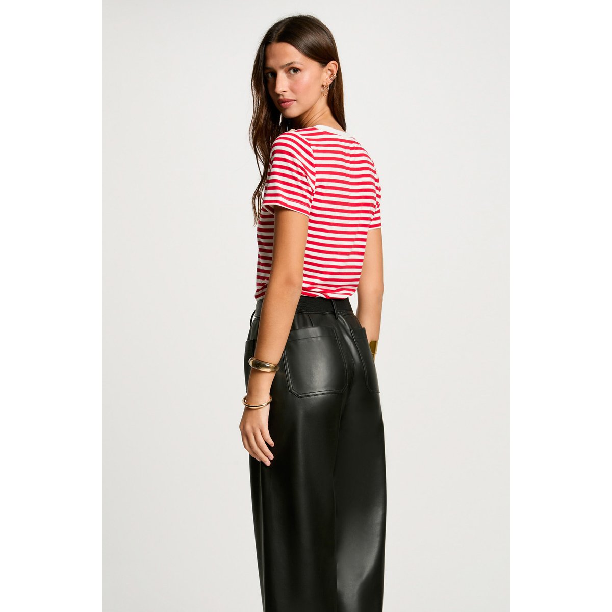 T-shirt manches courtes rayé rose, MORGAN