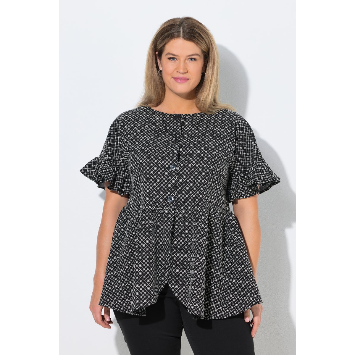 Veste esprit blouse à coupe évasée noir, ULLA POPKEN