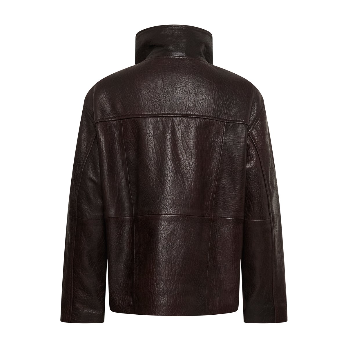 Veste en cuir marron ganache, SOAKED IN LUXURY