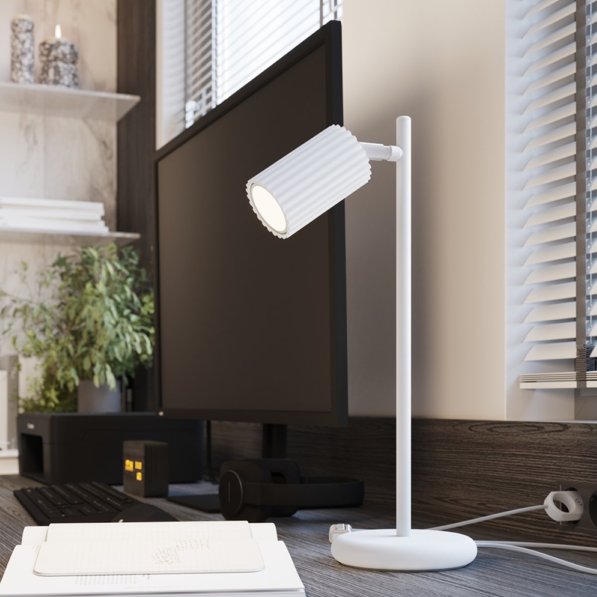 Lampe à poser Aluminium Blanc GU10 1 Karbon blanc, EDEN
