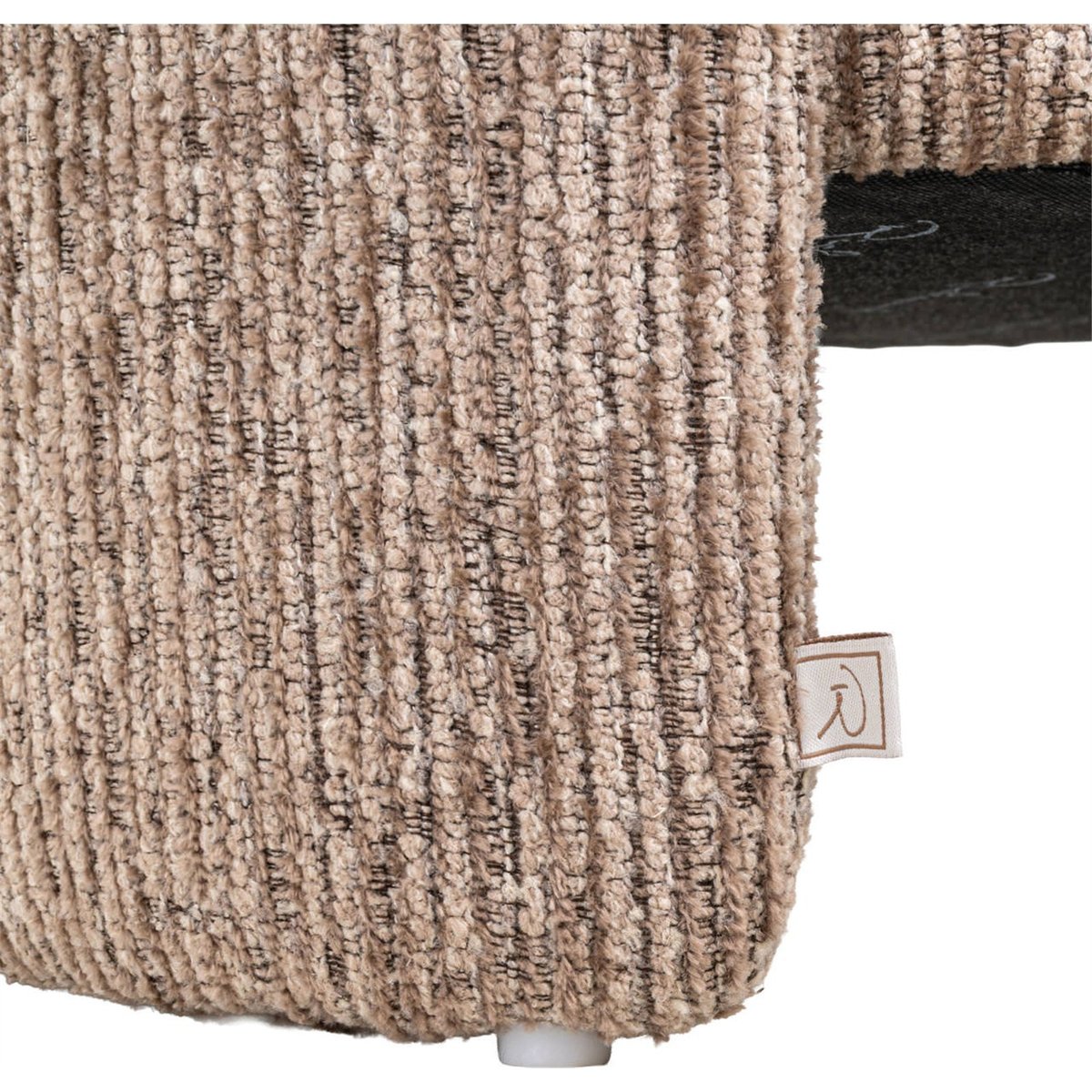 Pouf coffre de rangement en tissu texturé mocca linéaire, RECOLLECTION