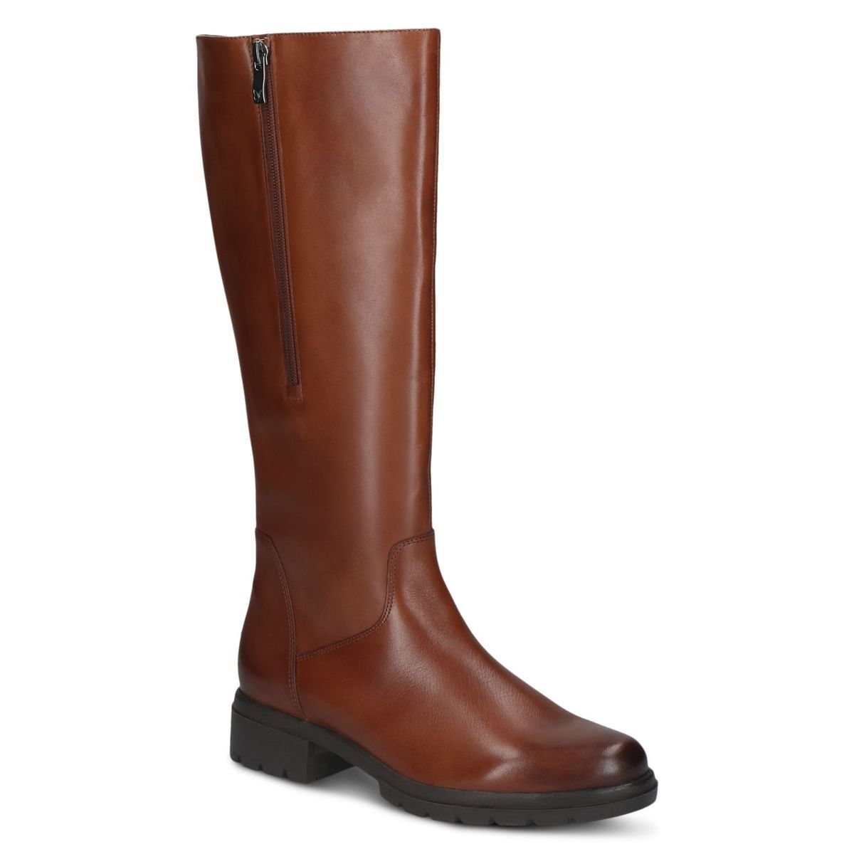 Bottes en cuir marron mocca combiné, CAPRICE