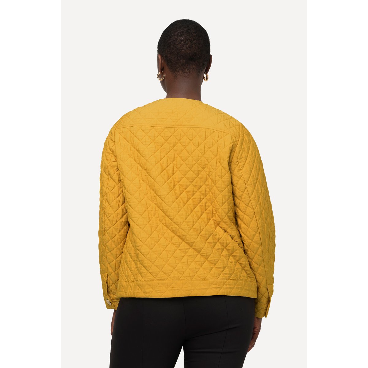 Veste matelassée courte à col rond et patte jaune impérial, ULLA POPKEN
