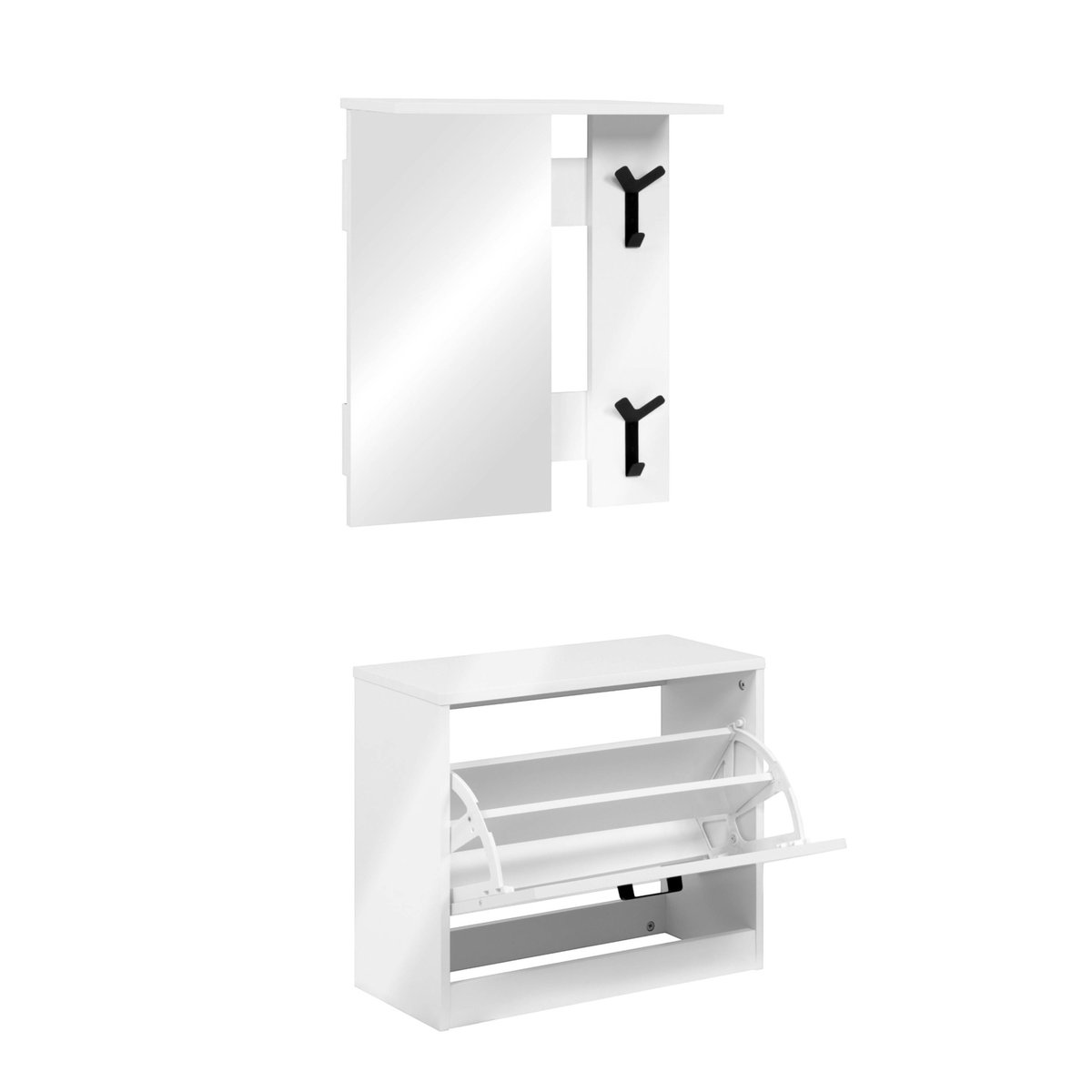 Vestiaire d'entrée - meuble à chaussures + miroir ALVA blanc, PIER IMPORT