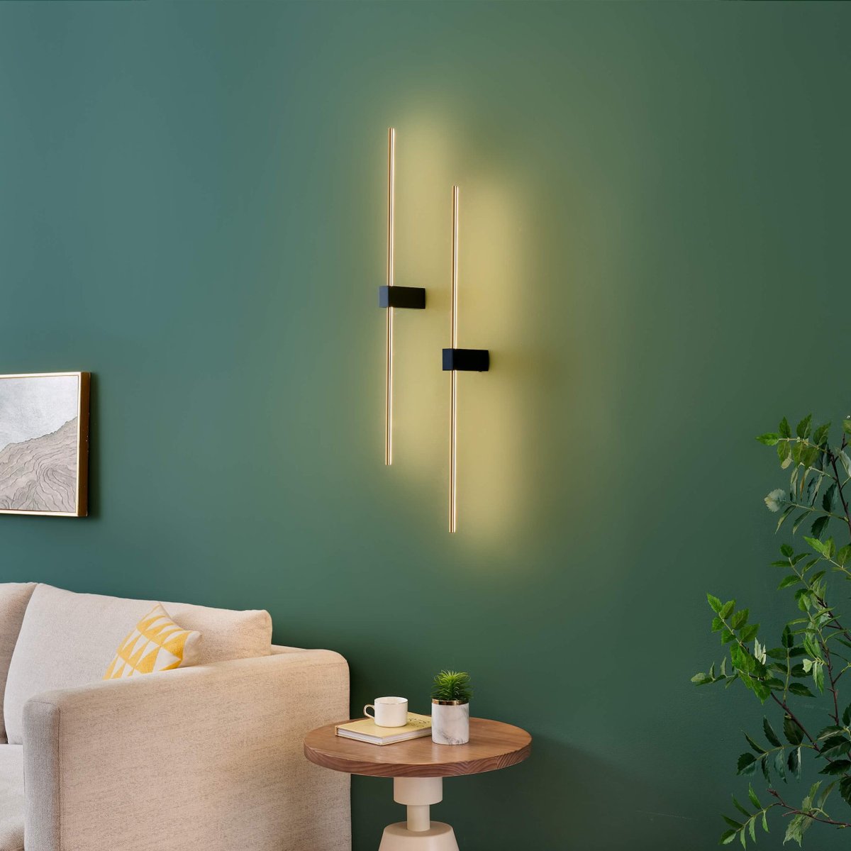 Applique LED horizontale graphique - EDELINE noir et doré, KOSILUM