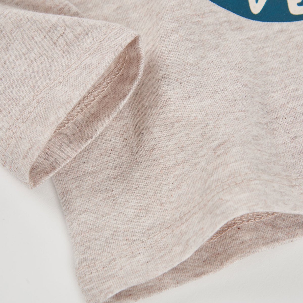 T-shirt garçon maille imprimé aventure beige, BOBOLI