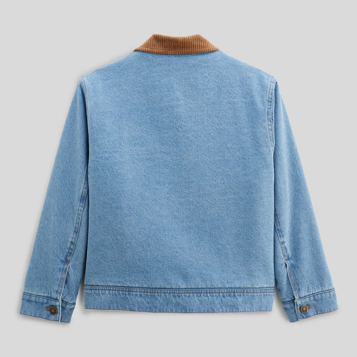 Veste col velours en jean doublée sherpa stone denim, MONOPRIX