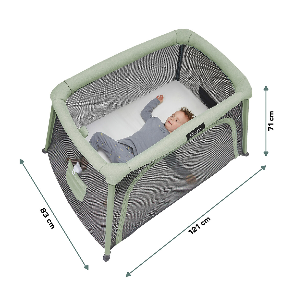 Lit parapluie bébé 3 en 1 moov and comfy gris/vert, BABYMOOV