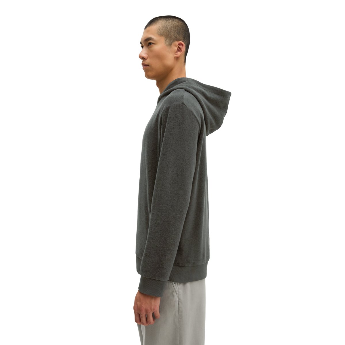 Sweat à capuche en tissu éponge, coupe standard en mélange de coton bio gris foncé, MARC O'POLO