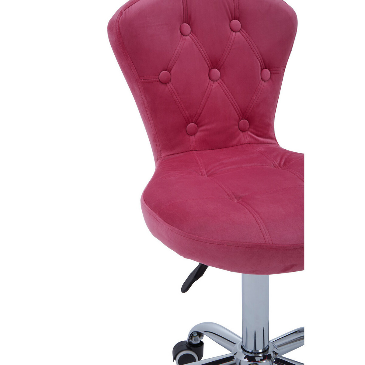 Velvet Button Backed Office Chair with Chrome Base pink, SO'HOME