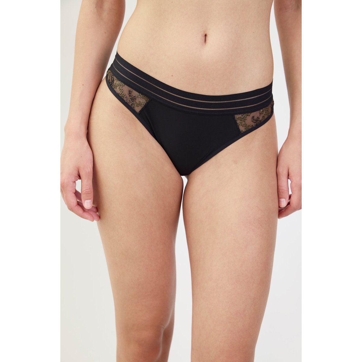 Tanga en broderie NUFIT STARDUST noir, MAISON LEJABY