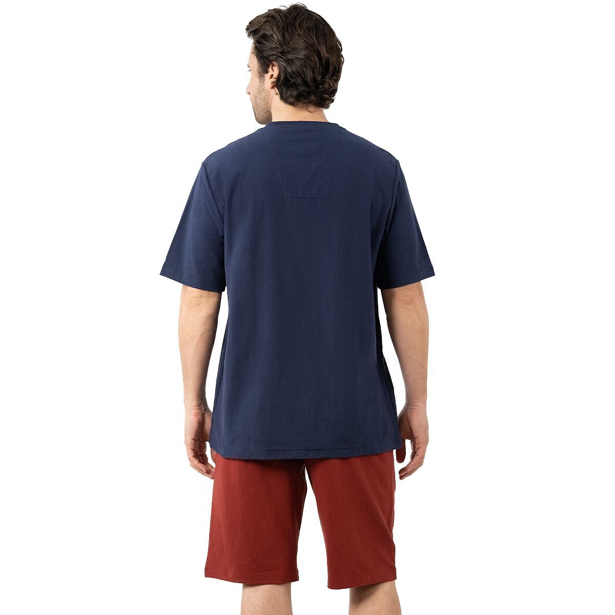V-Neck Short Pyjamas terracotta+navy blue, EMINENCE
