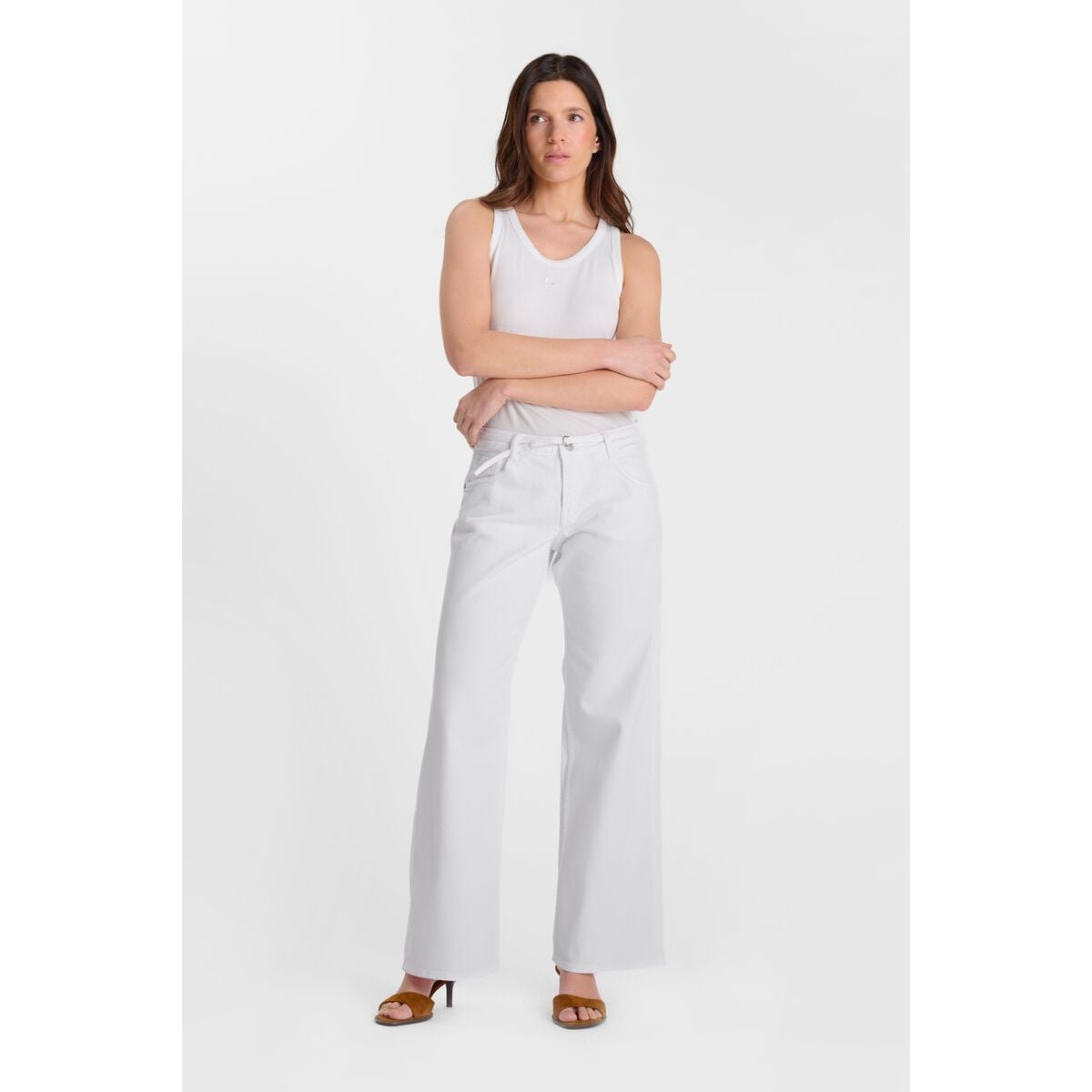 Jeans loose, large wide leg , longueur 34 white, LE TEMPS DES CERISES