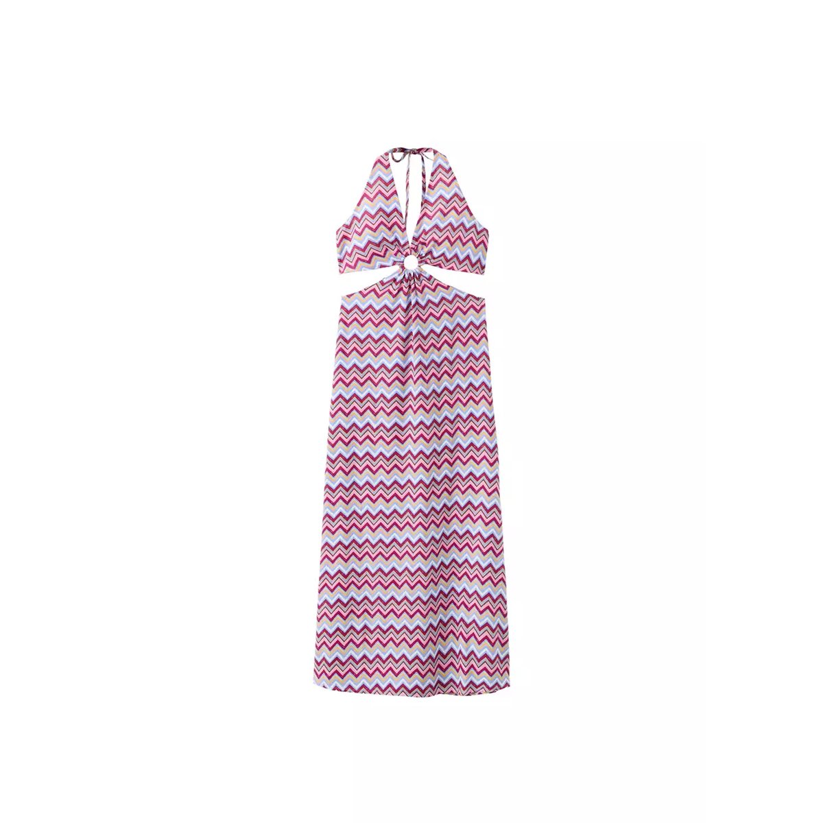 Robe imprimée cut-out bleu ciel, MANGO TEEN