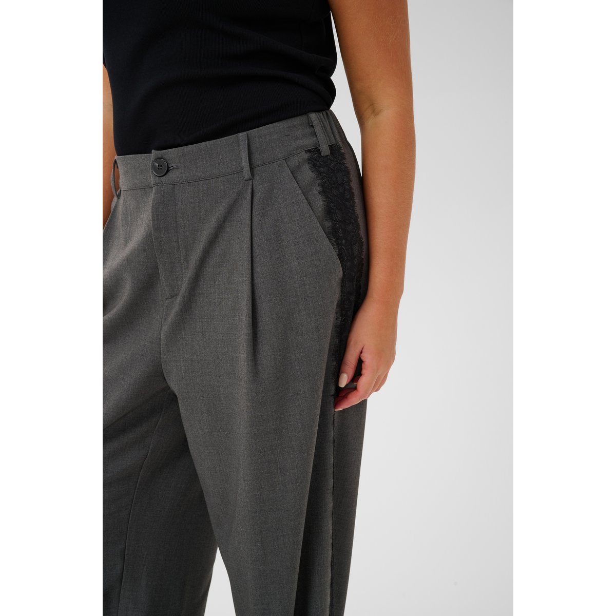 Pantalon de costume gris dark grey melange, KAFFE CURVE