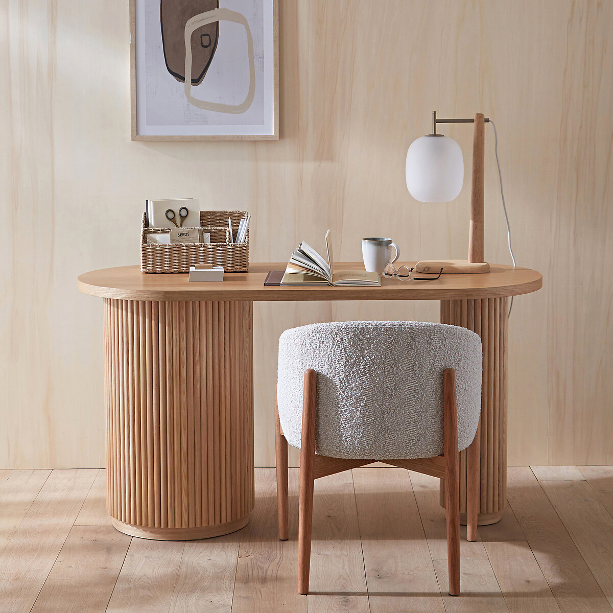 Fauteuil de table en bouclette Beca ecru, LA REDOUTE INTERIEURS