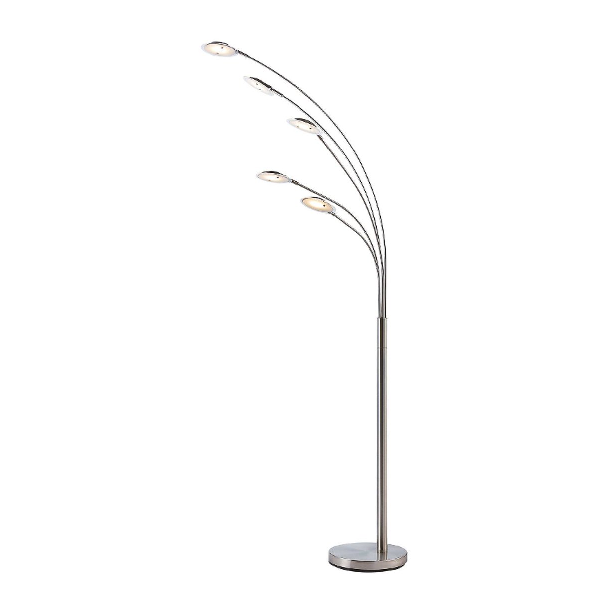 Lampadaire en métal moderneLED, Anea nickel mat, blanc givré, LINDBY