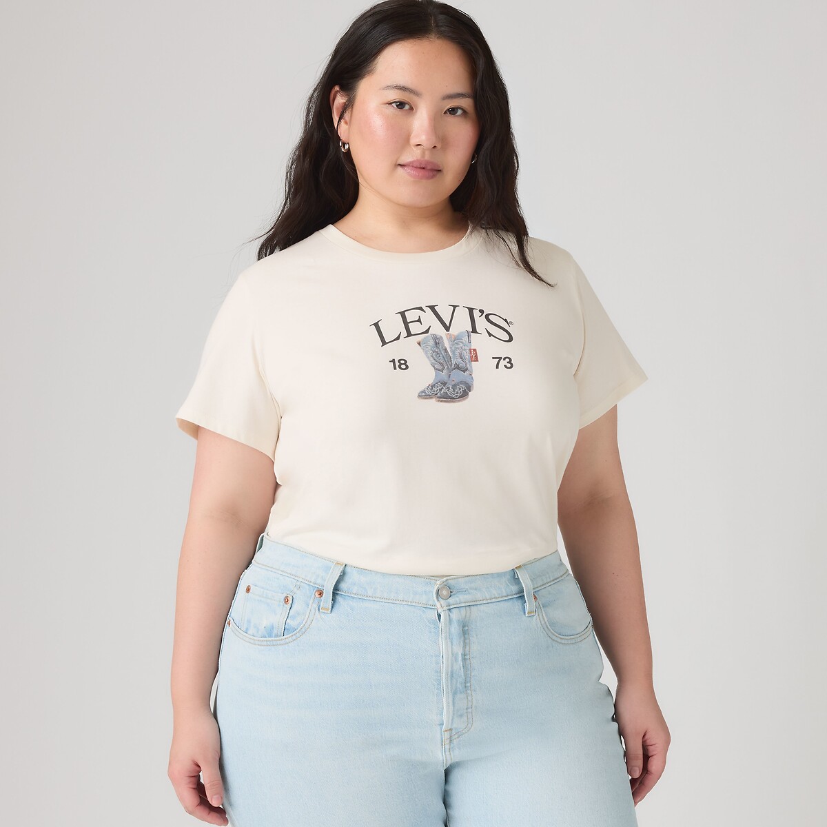 T-shirt girocollo maniche corte motivo davanti ecru , LEVI’S PLUS