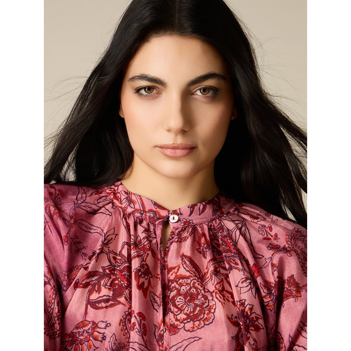 Blouse imprimé foulard rose, OLTRE