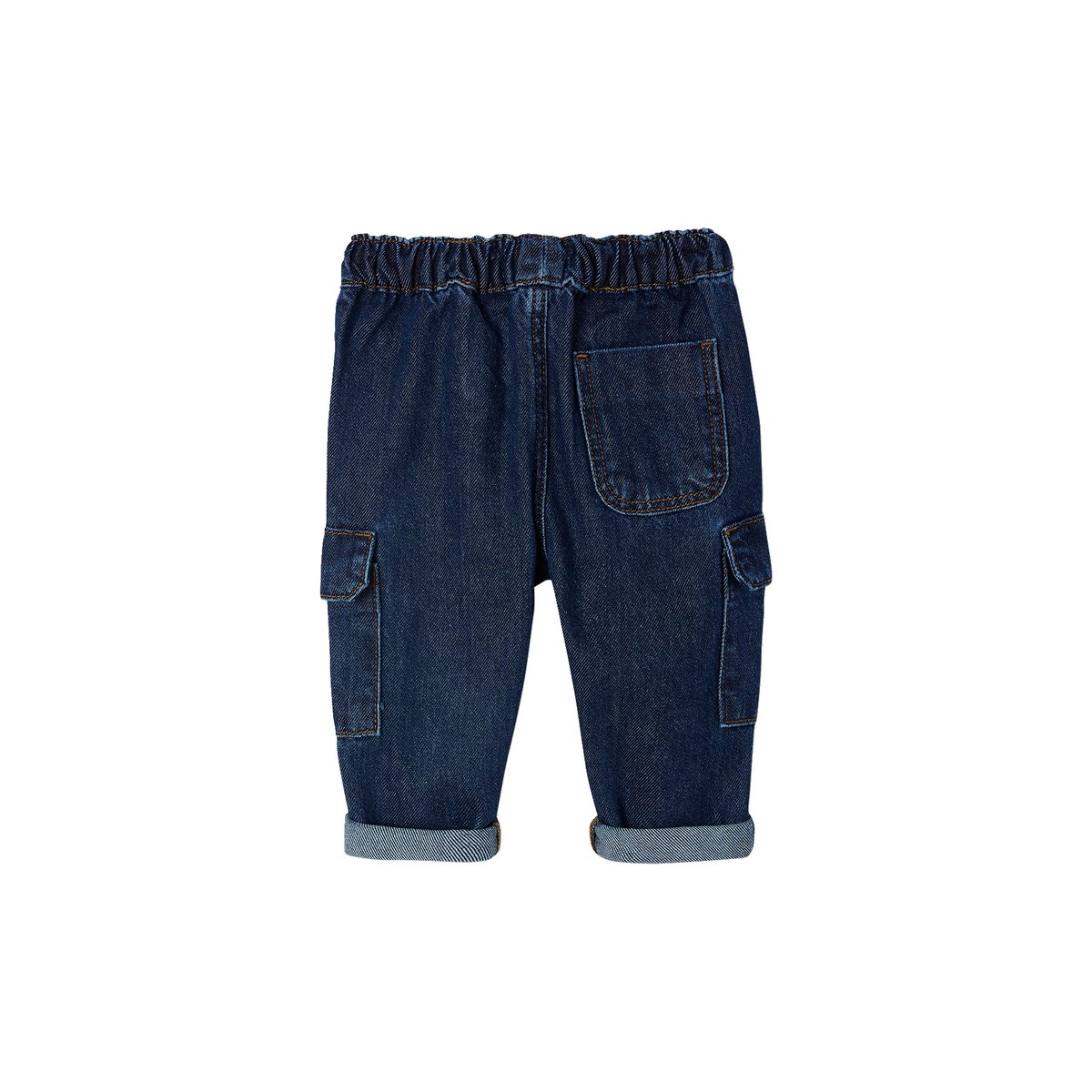 Pantalon battle bébé en denim denim brut, VERTBAUDET