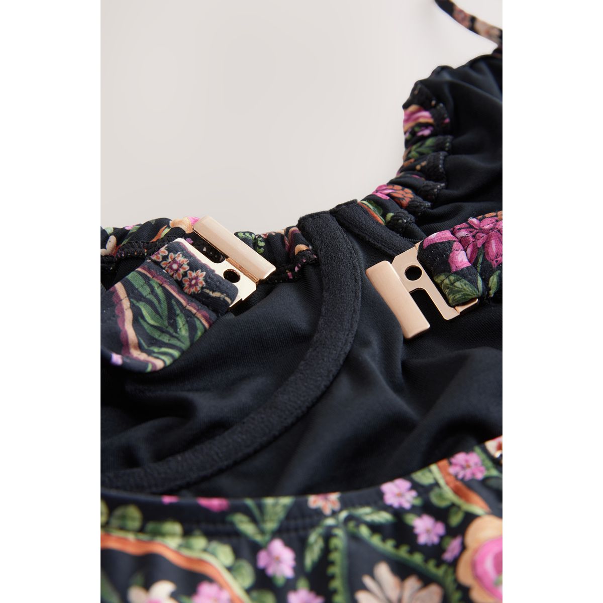 Haut de tankini non rembourré avec armatures paisley noir/rose, NEXT